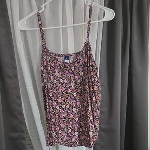Floral Pink and Black Women's Top